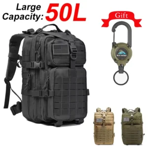 Zaino Tattico Uomo 50L Impermeabile Softback Grande Capacità per Trekking Caccia e Campeggio