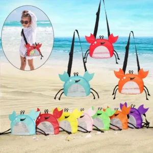 Borsa portaoggetti in rete di granchio dal Design innovativo borsa da spiaggia con cerniera modello simpatico cartone animato borsa a tracolla moda ragazza borsa a tracolla per bambini