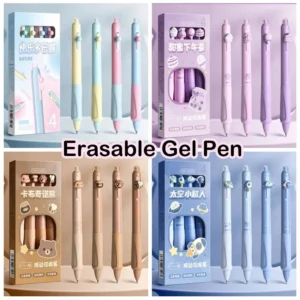 Penna Cancellabile Neutra 0.5mm Cartoon Inchiostro Blu e Nero con Gomma Termica per Ufficio