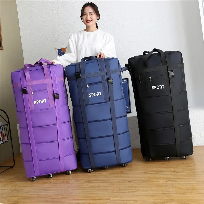Borsa da Viaggio Grande Capacità con Cubi di Imballaggio e Ruote Pieghevole in Oxford - immagine 3