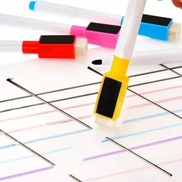 Set di 4 o 8 penne per lavagna magnetica cancellabili in vari colori materiale didattico per ufficio e note degli studenti - immagine 3