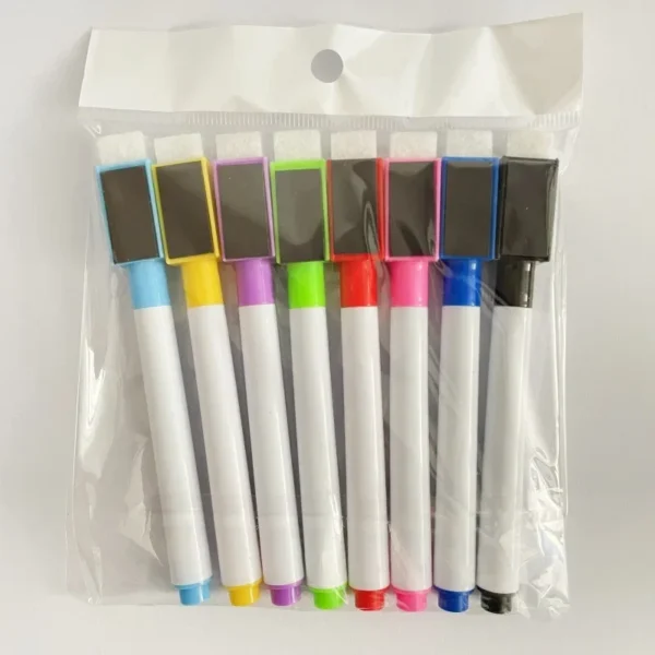 Set di 4 o 8 penne per lavagna magnetica cancellabili in vari colori materiale didattico per ufficio e note degli studenti - immagine 5