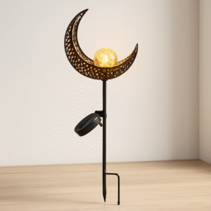 Luce solare da giardino LED a forma di luna in ferro decorativo da esterno