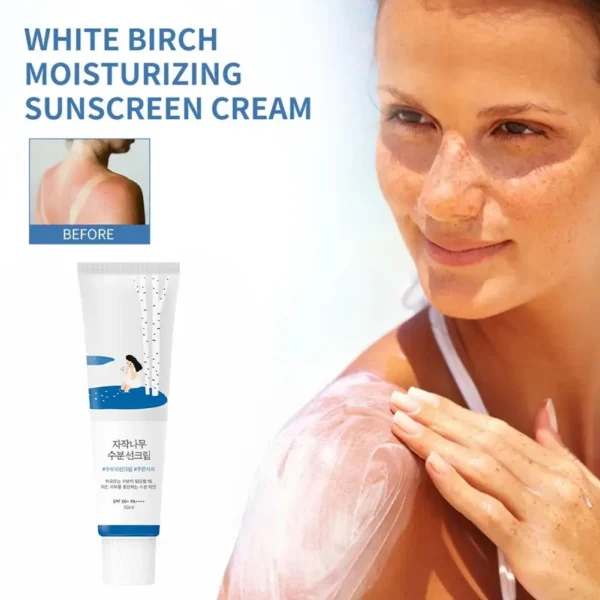 Crema Solare Idratante SPF50 Protezione UV Resistente all'Acqua Succo di Betulla 1/3/5 Pezzi - immagine 4