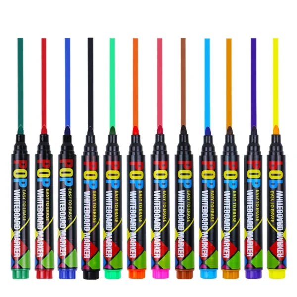 Set di pennarelli cancellabili ricaricabili POP per lavagna in 8 o 12 colori non tossici ad alta capacità per ufficio conferenze e attività educative - immagine 2
