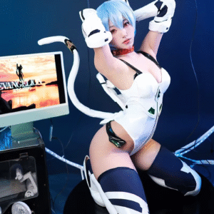 Costume cosplay Rei Ayanami Evangelion in pelle lucida – Completo sexy anime donna