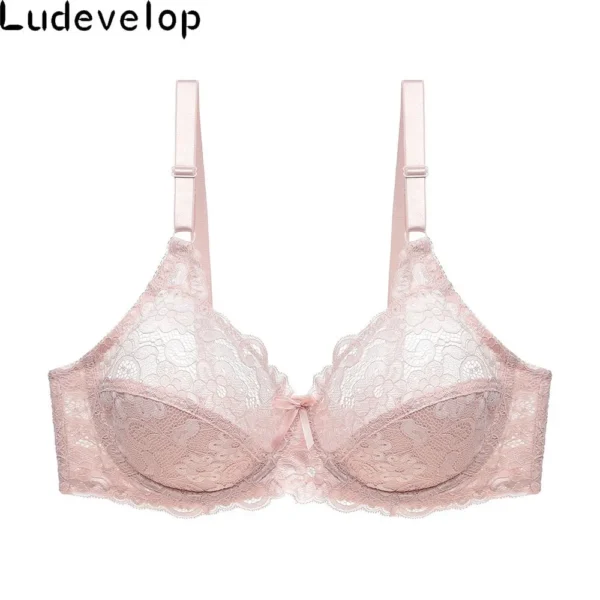 Reggiseno Ultra Sottile Donna Copertura Completa Sexy Ferretto Morbido Imbottito in Pizzo Minimizer Taglie C DD E DDD - immagine 2