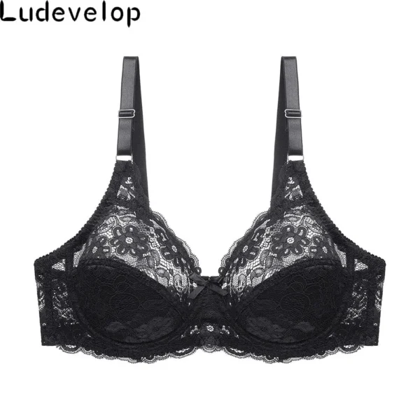 Reggiseno Ultra Sottile Donna Copertura Completa Sexy Ferretto Morbido Imbottito in Pizzo Minimizer Taglie C DD E DDD