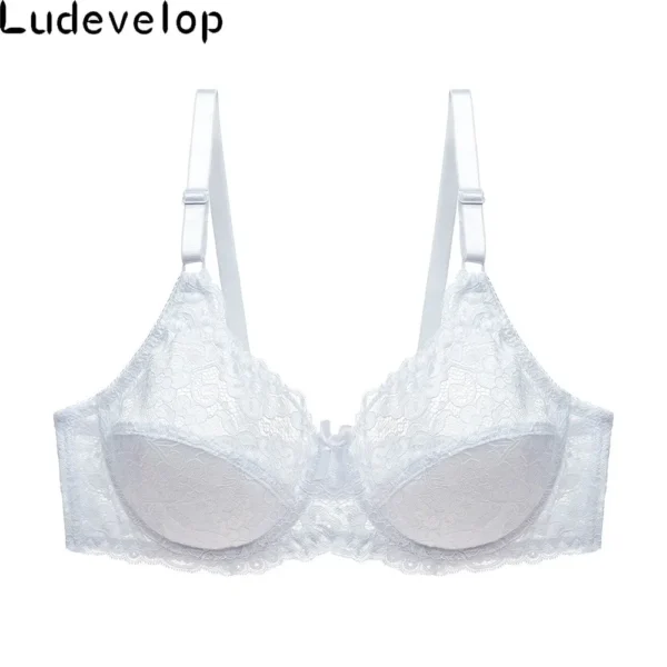 Reggiseno Ultra Sottile Donna Copertura Completa Sexy Ferretto Morbido Imbottito in Pizzo Minimizer Taglie C DD E DDD - immagine 3