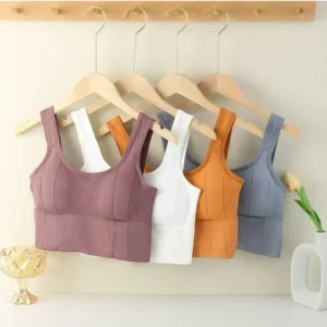 Reggiseno sportivo senza cuciture da donna traspirante e antiurto top corto per yoga e attività sportive