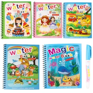 Libro Magico dell'Acqua con Penna per Bambini da 2 a 4 Anni Gioco Educativo per Colorare e Apprendere Giocattolo Montessori