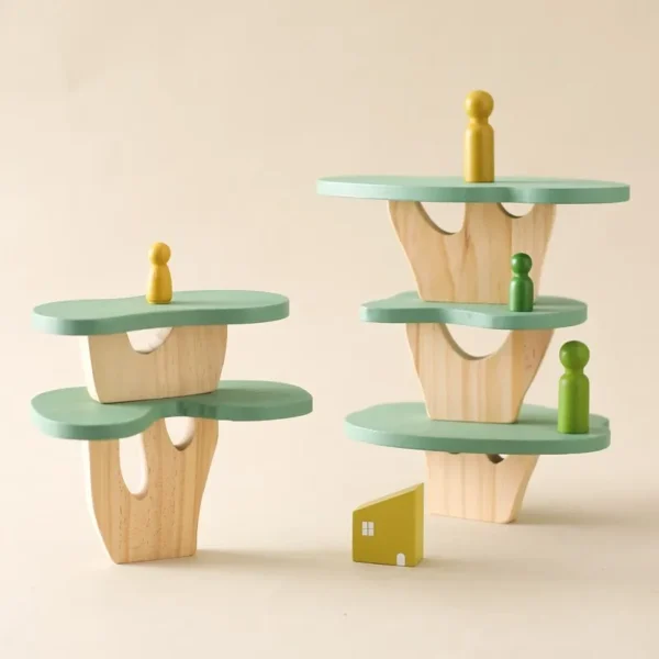Giocattoli in legno Montessori a blocchi impilabili per bambini decorazione giochi di bilanciamento 3D