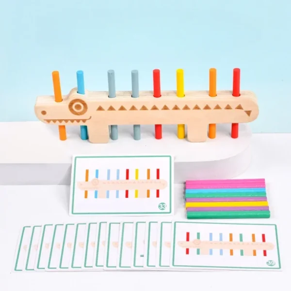 Giocattoli Montessori in legno per lo sviluppo cognitivo dei colori giochi di equilibrio e matematici per bambini dai 2 anni in su - immagine 2