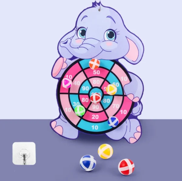 Giocattoli Montessori Interattivi per Bambini 2-4 Anni Dart Board con Palla Appiccicosa a Tema Animali Cartoon - immagine 2