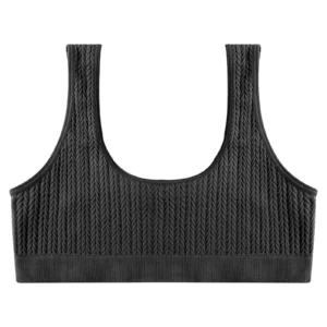 Canotta sportiva da donna in maglia a coste tinta unita scollo a U senza maniche corta per palestra Yoga e fitness