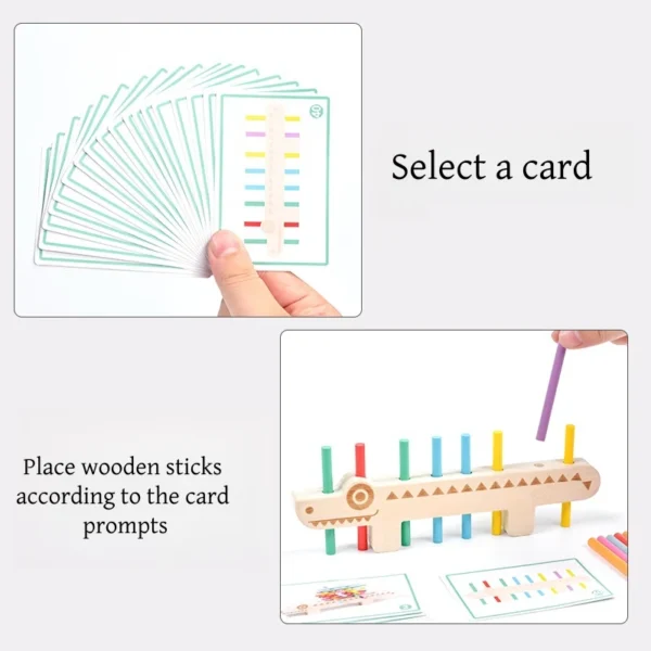 Giocattoli Montessori in legno per lo sviluppo cognitivo dei colori e giochi di equilibrio per bambini con bastoncini educativi e attività per motricità fine e matematica - immagine 3