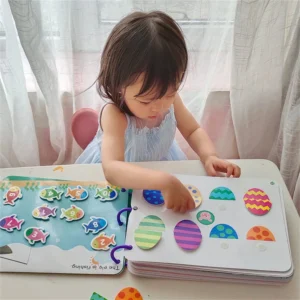Pasta Montessori Libro Tranquillo Gioco Educativo per Bambini Il Mio Primo Libro con Animali e Puzzle Abbinamento