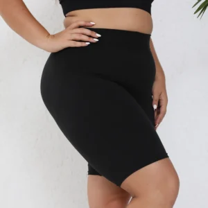 Pantaloncini Biker da Yoga Taglie Forti Donna Alta Vita Neri per Allenamento e Fitness