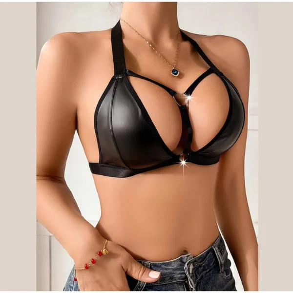 Reggiseno senza schienale in pelle da donna sexy e traspirante confortevole senza imbottitura - immagine 5