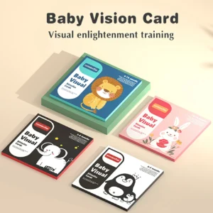 Giocattolo Montessori in Carta per Stimolazione Visiva del Bambino in Bianco e Nero ad Alto Contrasto