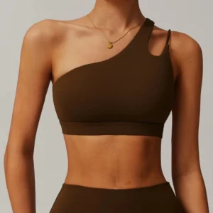 Reggiseno sportivo monospalla da donna ad alto sostegno aperto sul retro per yoga e fitness con imbottiture Slim Fit