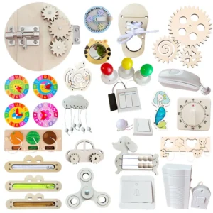 Accessori per Baby Busy Board in Legno Montessori Parti DIY Giocattoli Sensoriali Educativi per Attività per Bambini Regali