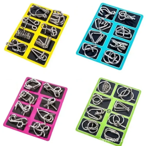 Set di 8 Puzzle in Metallo Montessori Gioco Educativo Interattivo per Bambini e Adulti Giocattoli Stimolanti Regalo Intelligente - immagine 5