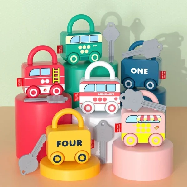 Blocco di apprendimento educativo Montessori per bambini da 1 a 3 anni con chiave e giochi sensoriali numerici - immagine 3