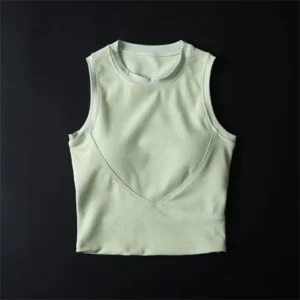 Reggiseno sportivo senza maniche da donna top aderente per yoga e fitness tendenza estate 2024 canotta innovativa per esercizi