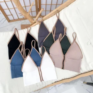 Reggiseno Sexy Senza Schienale Imbottito Morandi Color Deep V con Cerniera Anteriore per Donne Top Sportivo Senza Cuciture a Tubo