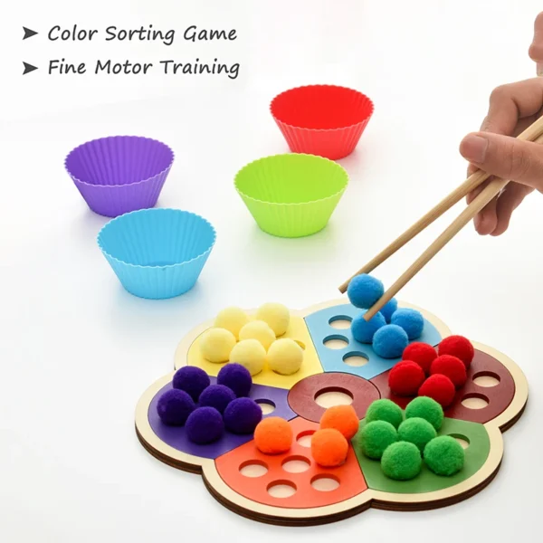 Giocattolo Educativo Montessori in Legno Arcobaleno per Sviluppo Sensoriale e Abbinamento Colori per Bambini Allenamento Motorio Fine - immagine 2