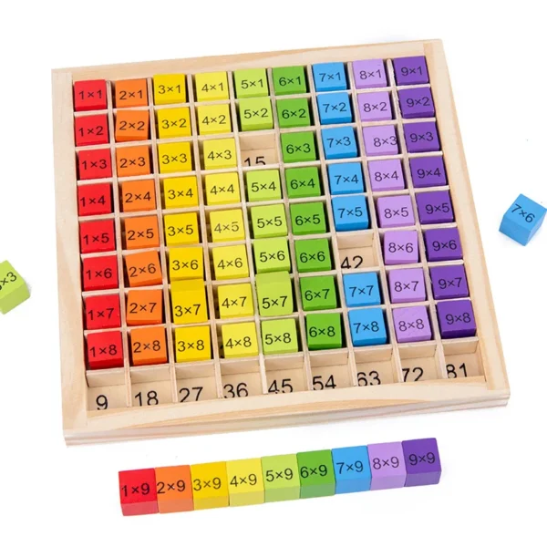 Giocattoli educativi in legno Montessori Tabella di moltiplicazione per bambini Sussidi didattici di matematica per l'età prescolare Regalo ideale per apprendimento divertente - immagine 4