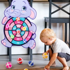 Giocattoli Montessori Interattivi per Bambini 2-4 Anni Dart Board con Palla Appiccicosa a Tema Animali Cartoon