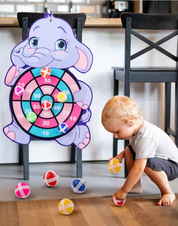 Giocattoli Montessori Interattivi per Bambini 2-4 Anni Dart Board con Palla Appiccicosa a Tema Animali Cartoon