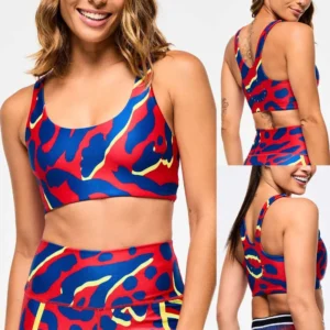 Corsetto reggiseno sportivo elasticizzato con apertura e design innovativo senza imbottitura