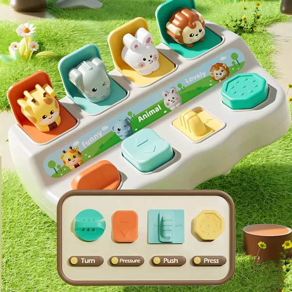 Giocattoli Montessori per animali pop-up scatole di apprendimento per sviluppare logica e abilità motorie ideale come regalo di compleanno per bambini - immagine 4