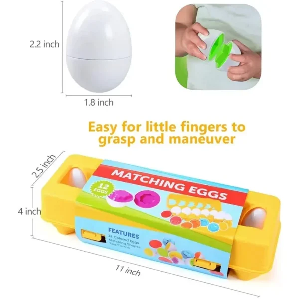 Giocattoli educativi Montessori per bambini 1 2 3 anni Puzzle sensoriale Uovo di Pasqua con forme colori e giochi di selezione - immagine 3