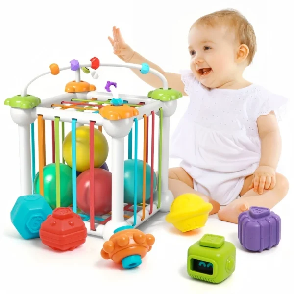 Giocattolo cubo di classificazione forme per bambini da 6 mesi a 2 anni gioco sensoriale Montessori