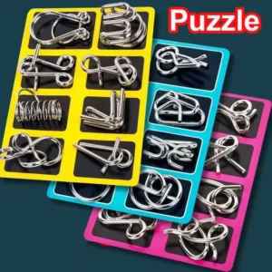 Set di 8 Puzzle in Metallo Montessori Gioco Educativo Interattivo per Bambini e Adulti Giocattoli Stimolanti Regalo Intelligente
