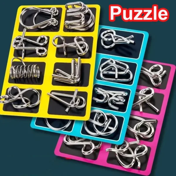Set di 8 Puzzle in Metallo Montessori Gioco Educativo Interattivo per Bambini e Adulti Giocattoli Stimolanti Regalo Intelligente