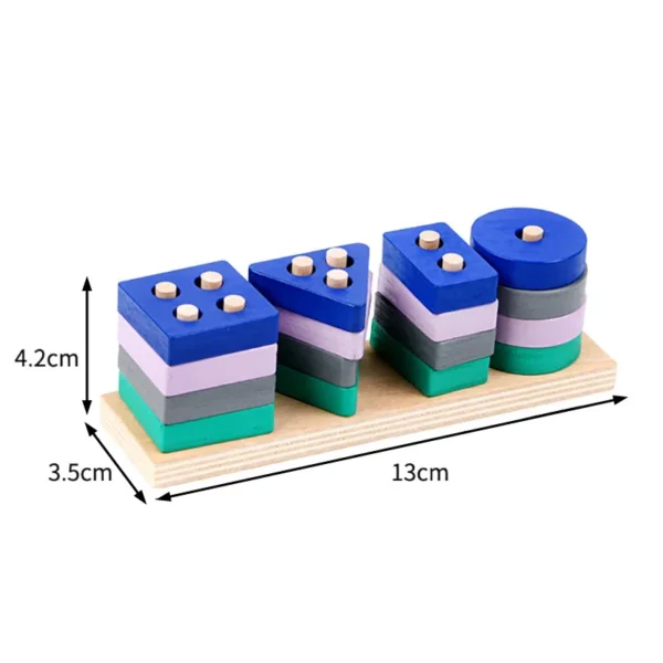 Giocattolo Montessori blocchi di costruzione in legno per apprendimento precoce giochi educativi a forma di colori per bambini e bambine puzzle divertenti - immagine 2