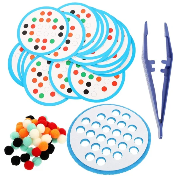 Gioco Montessori Pompon per Bambini con Pinzette per Sviluppo Abilità Motorie e Formazione Prescolare Giocattolo Educativo per Ragazzi e Ragazze - immagine 2