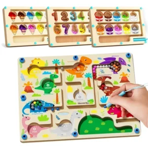 Giochi di Ordinamento Magnetici Montessori Labirinto Gioco delle Perline Mobili in Legno per Sviluppo Sensoriale ed Educativo dei Bambini