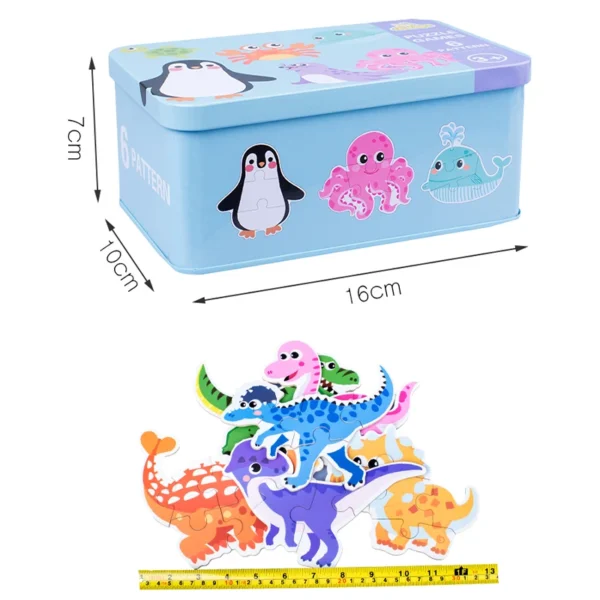 Puzzle Montessori in Legno 3D per Bambini da 2 a 4 Anni Giocattoli Educativi in Scatola di Ferro - immagine 6