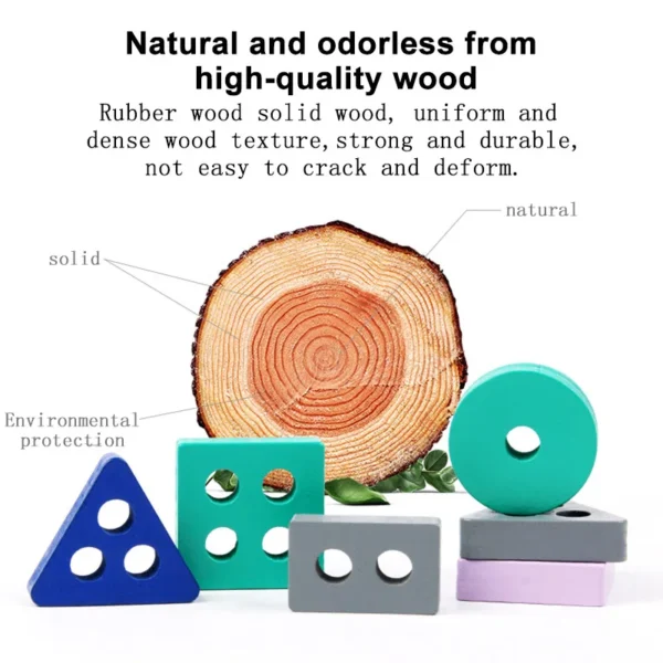 Giocattolo Montessori blocchi di costruzione in legno per apprendimento precoce giochi educativi a forma di colori per bambini e bambine puzzle divertenti - immagine 4