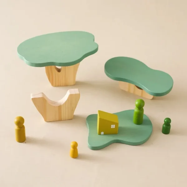 Giocattoli in legno Montessori a blocchi impilabili per bambini decorazione giochi di bilanciamento 3D - immagine 2