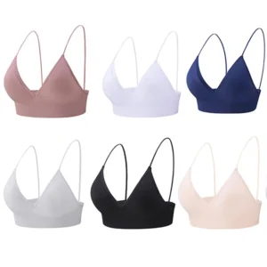 Reggiseno sportivo senza cuciture con coppa triangolare disossata traspirante Bralette profonda per fitness e yoga Crop Top donna
