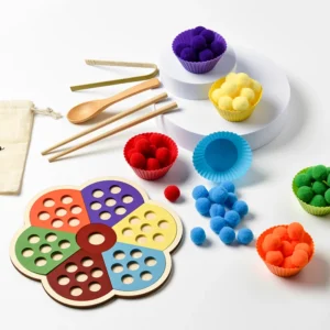 Giocattolo Educativo Montessori in Legno Arcobaleno per Sviluppo Sensoriale e Abbinamento Colori per Bambini Allenamento Motorio Fine