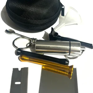 Kit Fumo Portatile Completo con Borsa di Stoccaggio Pipa Cucchiaio Medicinale Portachiavi e Imbuto