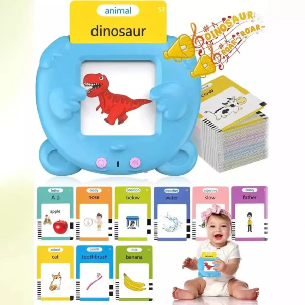 Macchina per schede flash Montessori per apprendimento precoce libro audio elettronico in inglese regalo di compleanno per bambini - immagine 4